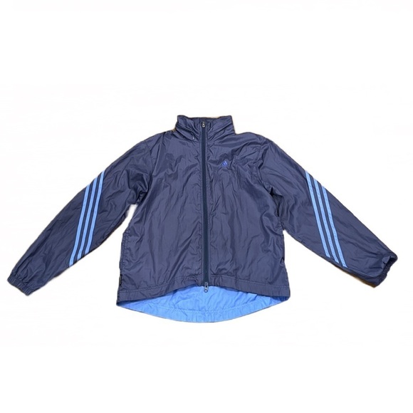 💨 Adidas Vintage Vented Windbreaker | Hidden Hood | Size Small | Navy | EUC - Picture 3 of 14
